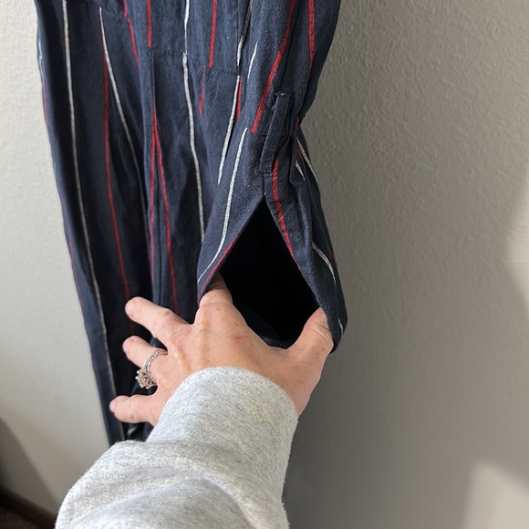 Universal Thread Sleeveless Striped Jumpsuit Navy Blue/Red/White Small - Picture 8 of 16